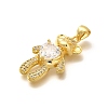 Rack Plating Brass Micro Pave Cubic Zirconia Pendants KK-L226-006G-07-2