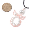 Glass Seed Beads & Shell Pearl Angel Pendant Necklaces NJEW-MZ00051-05-3