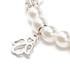 ABS Plastic Imitation Pearl  & Rhinestone Beaded Stretch Bracelet with Alloy Charm for Women BJEW-JB08526-03-5