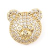 Brass Micro Pave Cubic Zirconia Slide Charms ZIRC-I068-04G-2