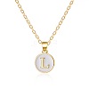 Alloy White Enamel Flat Round with Letter Pendant Necklaces FS-WG63565-12-1