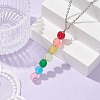 Colorful Glass Round Beaded Pendant Necklaces NJEW-JN04581-02-2