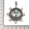 304 Stainless Steel & Synthetic Turquoise Rudder Big Pendants STAS-D110-07AS-3