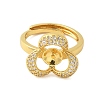 Flower Brass Micro Pave Cubic Zirconia Adjustable Ring Settings KK-K297-11G-2