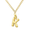 304 Stainless Steel Clear Cubic Zirconia Heart & Letter Pendant Curb Chain Necklaces for Women NJEW-FS00012-27K-1