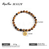 6.2MM Faceted Round Natural Tiger Eye Beaded Stretch Bracelets WG42E8E-04-1