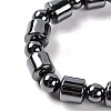 Round & Column Synthetic Non-magnetic Hematite Beaded Stretch Bracelets for Women BJEW-Q345-04-2