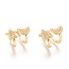Golden Plated Brass Micro Pave Cubic Zirconia Cuff Earrings EJEW-L244-15G-1