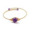 Natural Amethyst Wrapped Cuff Bangle BJEW-A122-03B-1