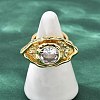 Brass Pave Cubic Zirconia Adjustable Open Cuff Rings for Women RJEW-R032-01G-1