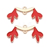 Christmas Theme Alloy Red Enamel Deer Horn Connector Charms PALLOY-T020-27KCG-1