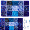 195G 15 Styles Blue Theme Round & Bugle Glass Seed Beads SEED-PH0002-65-1