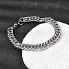 201 Stainless Steel Cuban Link Chains Bracelets for Women Men STAS-T077-21P-01-1