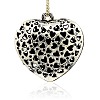 Hollow Antique Silver Plated Alloy  Rhinestone Heart Pendants RB-J195-01AS-2