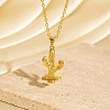Cinco de Mayo Brass Pave Cubic Zirconia Cactus Pendant Necklaces for Women WG6DDE4-06-1