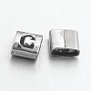 Tarnish Resistant Letter Style 201 Stainless Steel Square Slide Charms STAS-L132-20-1