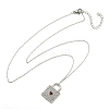 304 Stainless Steel Crystal Rhinestone Lock Pendant Necklaces NJEW-I129-01P-2