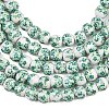 Handmade Flower Printed Porcelain Ceramic Beads Strands PORC-M005-6mm-07-2
