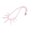 Natural Rose Quartz Round Beaded Fan Bib Necklaces NJEW-N064-04I-2