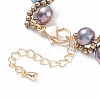 Natural Pearl & Glass Braided Beaded Bracelet BJEW-JB08091-03-5