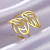 Hollow Out Leaf 201 Stainless Steel Adjustable Cuff Rings FS-WG4978C-02-1