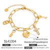 304 Stainless Steel Micro Pave Cubic Zirconia Charm Bracelets FS-WG2DFC3-01-1