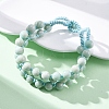 Natural Amazonite Round Beaded Multi-strand Bracelets for Men Women BJEW-G743-02A-2