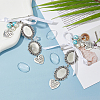 2Pcs 2 Style Oval & Love Heart Blank Glass Dome Wedding Bouquet Photo Charms Safety Pin Brooches JEWB-AB00006-4