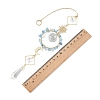 Sun Moon Ring Brass & Natural Aquamarine Chip Suncatcher HJEW-JM05027-01-3