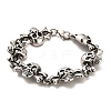 304 Stainless Steel Skull Link Chain Bracelets BJEW-E094-16AS-1