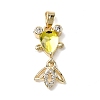 Brass Micro Pave Cubic Zirconia Pendants KK-K375-27G-17-1