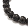 Round Synthetic Turquoise & Natural Lava Rock Stretch Bracelet BJEW-JB07470-03-5