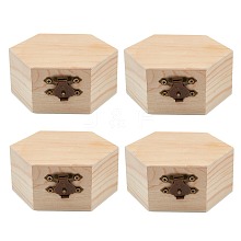 Unfinished Pine Wood Jewelry Box CON-WH0072-07