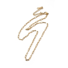 Ion Plating(IP) 304 Stainless Steel Paperclip Chain Necklace for Women NJEW-G097-14G