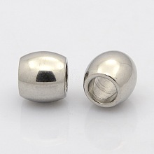 Tarnish Resistant Barrel 304 Stainless Steel European Beads STAS-N020-05