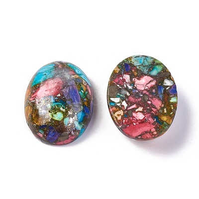 Assembled Synthetic Imperial Jasper and Turquoise Cabochons G-L502-18x25mm-13-1
