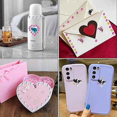 8 Sheets 4 Styles Acrylic Rhinestone Self-Adhesive Stickers AJEW-YW0001-32-1