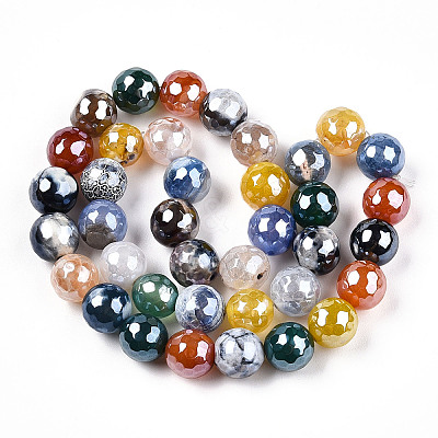 Electroplate Natural Agate Beads Strands G-T131-55-19-1
