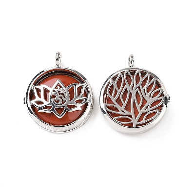 Natural Red Jasper Locket Pendants G-G982-01P-02-1