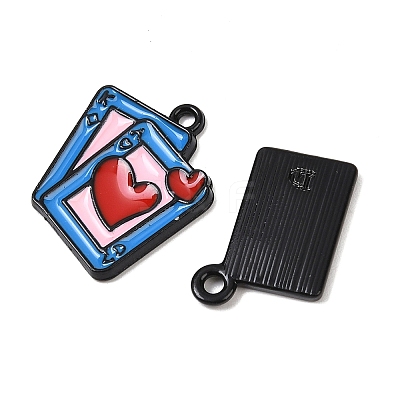 Playing Card Alloy Enamel Pendants ENAM-I078-01EB-1
