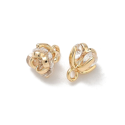 Brass Pave Cubic Zirconia Flower Charms KK-A286-21G-01-1