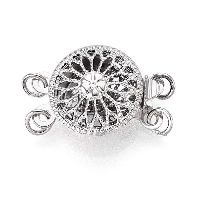 Rack Plating Flower Brass Box Clasps KK-QA183-99P-1