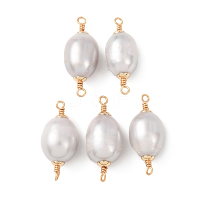 Natural Pearl Rice Connector Charms KK-Z152-01G-02-1