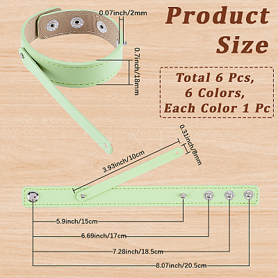 6Pcs 6 Colors PU Leather Cord Bracelets BJEW-CL0001-33-1