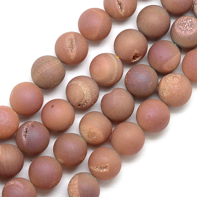 Electroplated Natural Druzy Geode Agate Beads Strands G-S238-18mm-01-1