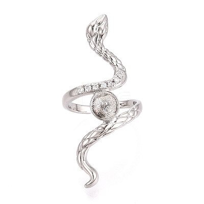 Snake Brass Micro Pave Cubic Zirconia Cup Peg Ring Settings KK-N274-40P-1