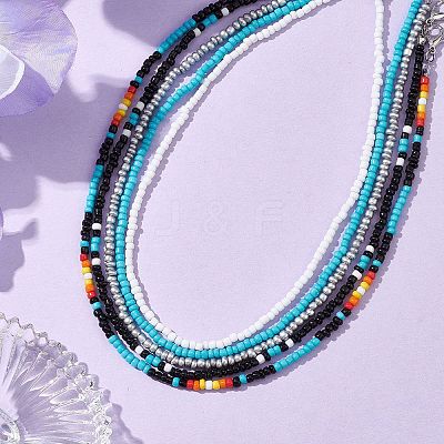 Glass Bead Necklaces for Women NJEW-JN04674-1