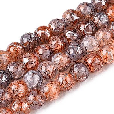 Drawbench Crackle Glass Beads Strands GLAA-N006-8mm-09-1
