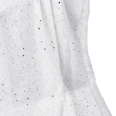 5 Yards Star Moon Polyester Mesh Fabric DIY-WH0899-684B-1