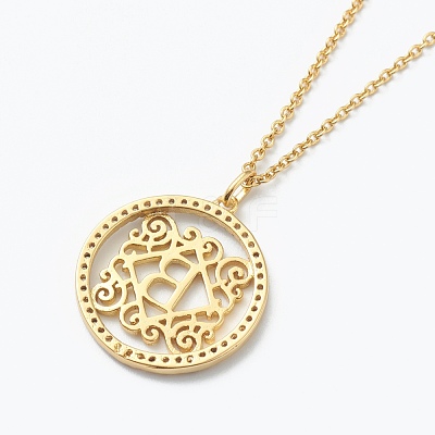 Brass Micro Pave Clear Cubic Zirconia Pendant Necklaces NJEW-J059-01B-1